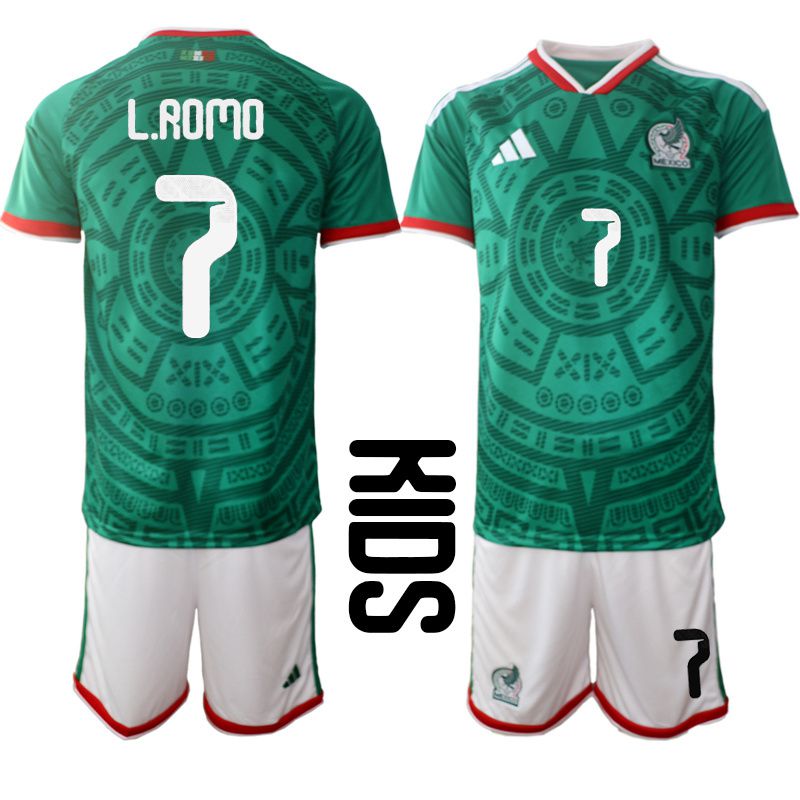 Youth 2026 World Cup National Team Mexico home green #7 Soccer Jersey->customized soccer jersey->Custom Jersey